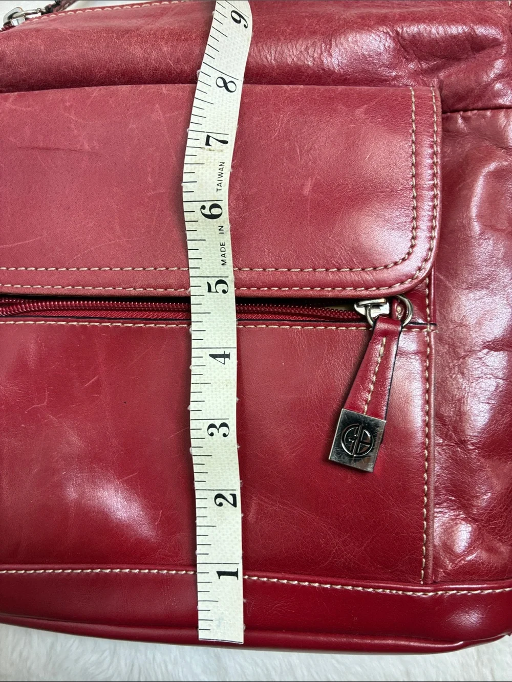 Giani Bernini Red Leather Crossbody with Front Flap Pocket
